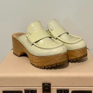 Free People Cream Patent Clogs